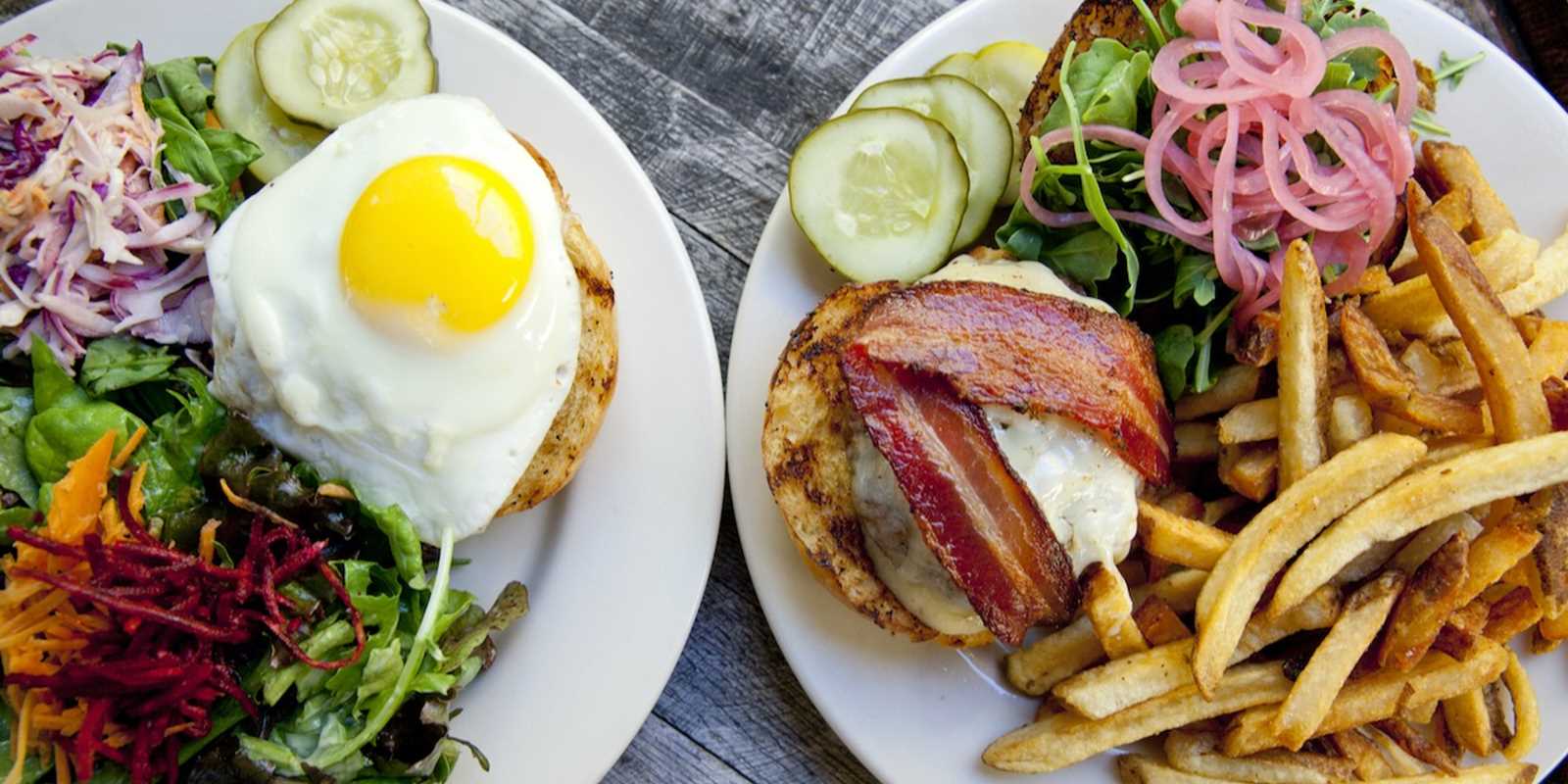 burger with fries